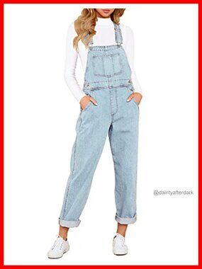 Adjustable Denim Bib Overalls High Waist Jeans Jumpsuit